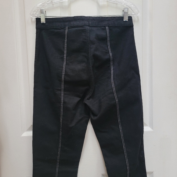 Zara Black Denim Jeans w/White Stitching Split Ankles Size 8 - Picture 3 of 5
